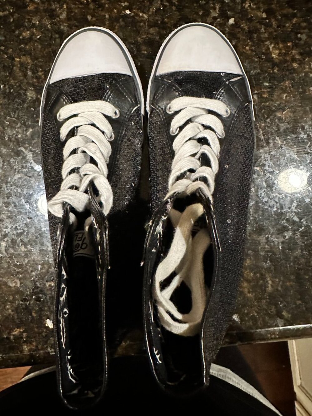 Gotta Flurt Disco Black Sequin High Top Sneakers Women's Size 10M Dance Hip Hop